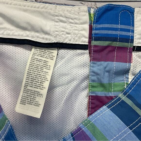Abercrombie Fitch Cargo Tugger Board Shorts Men's M Multicolor Plaid Swim Trunk - Picture 6 of 8